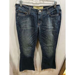 Express Jeans Womens Size 30" Waist Precision Fit Blue Mid Rise Flared Mermaid